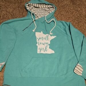 Teal Small Town Girl Double Hoodie Sweatshirt | Worn Once New Condition | MN